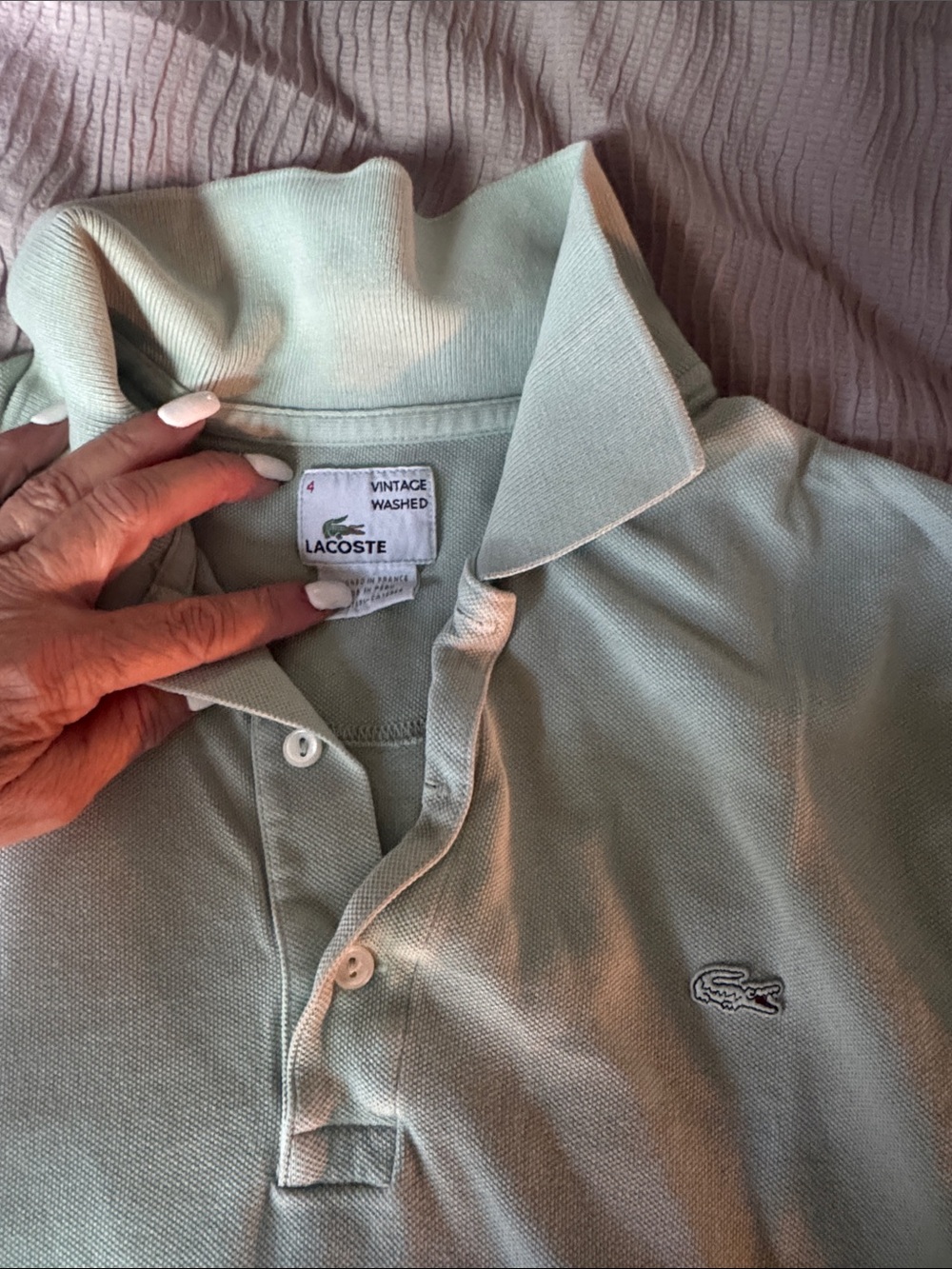 Men's Lacoste Polo Shirt in Pale Mint Green. Size 4- Med. Very good condition.